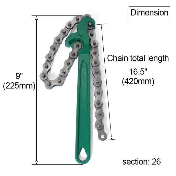 Boerray 9 Inch HeavyDuty Ratcheting Chain Wrench Oil Filter Tool Pipe