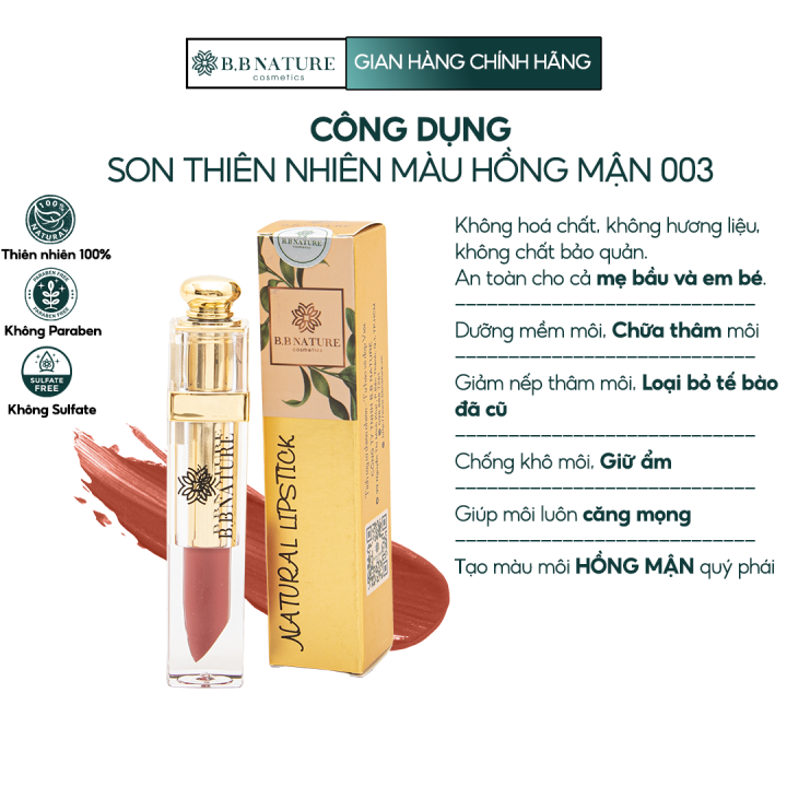 Son Kem Không Chì B.B Nature Tone Màu Hồng Mận Chiết Xuất 100% Thiên ...