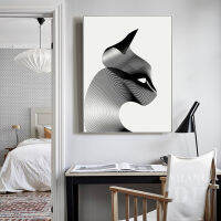 Modern Minimalism Prints Animal Black White Line Cat HD Poster Lines Canva Painting Pictures Art Wall for Living Room Decorative