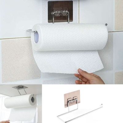 Wall Mounted Stick-on Bathroom Towel Holder Toilet Paper Holder Kitchen Holder Roll Paper Holder Home Storage Holder Bathroom Counter Storage