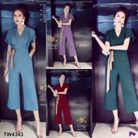 B4343 จั้มสูทขายาวแต่งโบว์ Long jumpsuit with bow