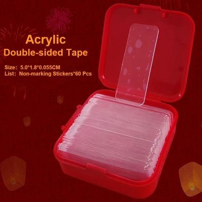 ∈ 60Pcs/Box Reusable Transparent Double-sided Tape Adhesive Clear PVC Tape Waterproof Non-marking Non-perforated Nano Wall Sticker