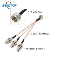 ﹍﹉✧ 1PCS F Male to 3 F Female Bulkhead 1 to 3 F Splitter Cable 75 Ohm RG179 Pigtail Jumper TV Antenna Extension Cable 15CM 6