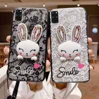 เคสสำหรับ Apple โทรศัพท์ซิลิโคนลายกระต่ายลูกไม้ iPhone 14 13 12 11 Mini Pro Max X XS XR Max Plus ประณีตตามแฟชั่นสายคล้องแบบมีเคสขาตั้งเคสที่มีสไตล์โดดเด่นฝาหลังจาก GGQcase