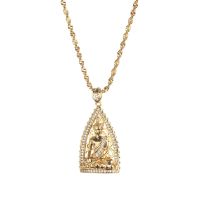 ZZOOI Cambodian Style Gold Garden Buddha Buddhism Pendant Necklaces Cubic Zirconia Jewelry Thailand Vietnam Laos Gifts