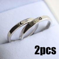 2Pcs Couple Simple Rings Open Adjustable Ring Stainless Steel Lover Rings Wedding Jewlery Ring Friends Gift Fit for Women Men
