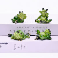 MYBLUE 4 PcsSet Cute Creative Frog Doll House Figurine MiniatureS Fairy Garden Nordic Home Room Table Decoration Accessories