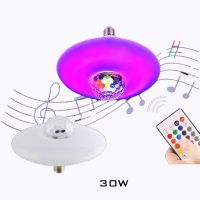 [HOT QQZIWWUJJWG 104] LED จานบินบลูทูธเพลงเมจิกบอลหลอดไฟ30W สมาร์ทที่มีสีสัน RGB บลูทูธเวทีแสง