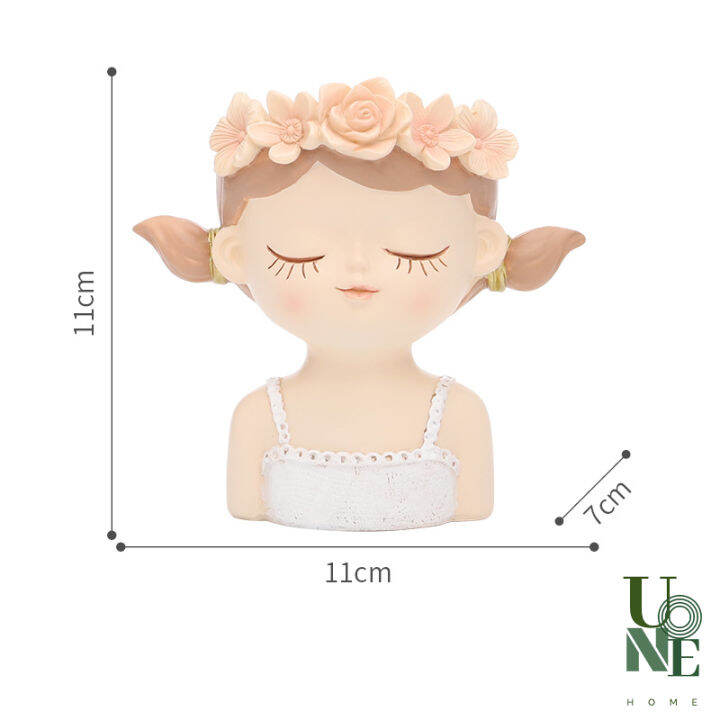 uonehome-พร้อมส่ง-h080-รูปปั้นกระถางดอกไม้นางฟ้า-กระถางไม้อวบน้ำ-ขนาดเล็ก-แต่งสวนน่ารัก-รูปปั้นเด็กสาว-สไตล์โมเดิร์น-วัสดุเรซิน