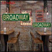 521YIANEE สีเขียวอ่อน ลาย broadway Street Sign แผ่นเหล็กชุบดีบุก การตกแต่งผนัง ภาพวาดติดผนังย้อนยุคทำจากดีบุก เรโทร 164นิ้วค่ะ ภาพวาดดีบุกตกแต่งบ้าน บาร์บาร์บาร์