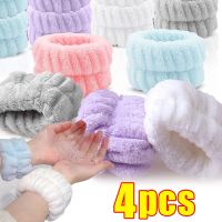 Bando Cuci Spa pergelangan tangan 2/4 buah pita handuk cuci mikrofiber ikat kepala untuk mencuci wajah penyerap keringat pergelangan tangan