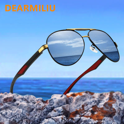 DEARMILIU 2022 New Luxury nd Sunglasses Men Polarized Driving Coating Glasses Metal Pilot Sun glasses Gafas De Sol Hombre