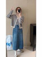 Hot sale 2023High quality new style Asi studios23 spring and summer new Korean style retro slim mid-length straight denim skirt