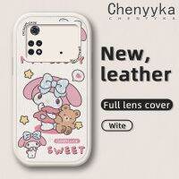 เคส Chenyyka สำหรับ Xiaomi Poco M4 Pro 5G Redmi Note 11T 5G Note 11S 5G เคสการ์ตูน My Melody นิ่มแฟชั่นเคสโทรศัพท์หนังซิลิโคนลายดีไซน์ใหม่ที่สร้างสรรค์ฝาครอบเลนส์เต็มรูปแบบเคสป้องกันกล้อง