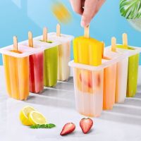 ✵ 4 Ice Popsicle Mold Set Ice Cream Mold Popsicle Ice Cream Mold Ice Tray Diy Ice Cream Reusable with Stick And Lid Kitchen Tools
