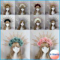 X-STARRY ชิ้นส่วนเครื่องประดับศีรษะทำมือวินเทจสำหรับผู้หญิงชิ้นส่วนมงกุฏแบบทำมือชุดวัสดุโกธิคโลลิต้าเทียร่างานแต่งงาน Headpiece ที่คาดผมเทพีดวงอาทิตย์