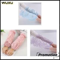 WUXU 3Pairs สีชมพูอมชมพู ถุงมือกันแดดกันหนาว สีม่วงสีม่วง สีฟ้าสีฟ้า แขนเสื้อแขน ง่ายต่อการสวมใส่ ผ้ากันน้ำ การป้องกันมลพิษน้ำมัน อุปกรณ์สำหรับห้องครัว