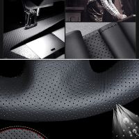 DIY Hand-Stitched Non-slip Black Artificial Leather Car Steering Wheel Cover For Ford Mustang 2015-2019 Mustang GT 2015-2019