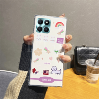 เคสโทรศัพท์กันกระแทกรูปการ์ตูนสีรุ้ง X6a น่ารักนิ่มโปร่งใสใหม่ X6A / X5Plus / 90 5G / 90 Lite / 70 Lite/ 70 5G ปลอกซิลิโคน Honor X5 Plus