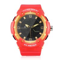 2023 Ship tomorrow Red case black gold letter red tape double display quartz watch