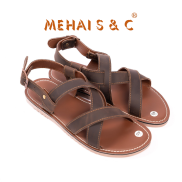 MH01 - Dép da bò sandal quai hậu nam dây kẹp basic đế đúc cao su nguyên