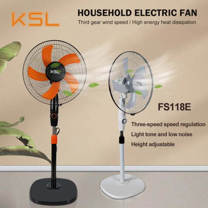 KSL 16 Inch 5 Blade Stand Fan 220V Floor Electric Fan Three gears adjustable Shaking Head Fan