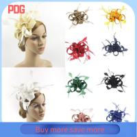 PDG ขนนกริบบิ้น กิ๊บติดผม Brid fascinator แถบคาดศีรษะ พร้อมคลิปหนีบ หมวก fascinator แฟชั่นสำหรับผู้หญิง สีทึบทึบ หมวกคลุมศีรษะ งานเลี้ยงแต่งงานปาร์ตี้