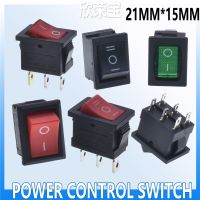 10PcsKCD1 Series 2/3/4/6 Pin Rocker Switch Power Switches 6A/10A250V125V 2/3 Position Black Button Mounting 15mm*21mm With light Haberdashery