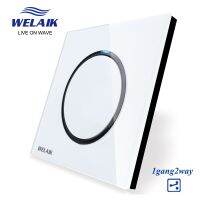 WELAIK UK standard-Crystal Glass-Panel Push-Button-Switch Wall-Light Switch AC 110-250V 1Gang-2Way B1712W