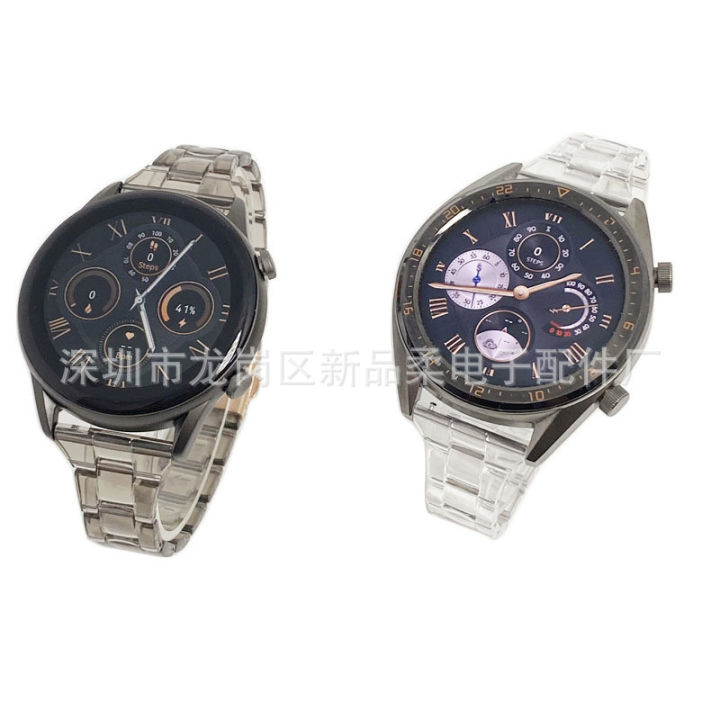 เหมาะสำหรับ-xiaomi-haylou-rt2-สายนาฬิกาสามเม็ดโปร่งใสสายนาฬิกาสามเม็ดเรซินเอวเล็ก-22mm-สายนาฬิกาเรซิน