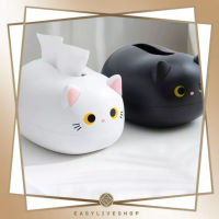 Easyliveshop [พร้อมส่ง]กล่องกระดาษทิชชู่แมว กล่องทิชชู่ กล่องใส่ทิชชู่พร้อมที่ใส่ไม้จิ้มฟัน