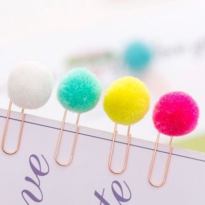 【jw】♞  6pcs/set cute Hairball rose gold cilp modelling Paper clip Fashion business office lady style Office set