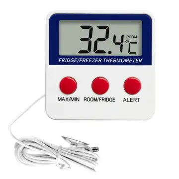 Waterproof Refrigerator Fridge Thermometer Digital Freezer Room Thermometer Max/Min Record Function Large LCD Screen and Magnetic Back for Kitchen