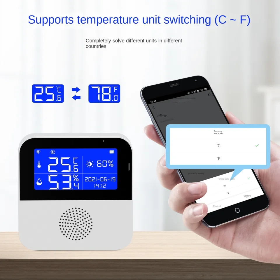 Digital Tuya Temperature Sensor WIFI with External 3M Cable Smart Life Home  Thermometer Thermostat Alarm App Remote Monitoring