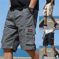 (ETX)Summer Men Cargo Multi Pocket Shorts Men Casual Solid Elastic Waist Beach Short Spring Men Jogger Pants Shorts Male Dropshipping