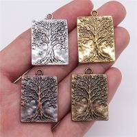 △℗ WYSIWYG 2pcs 32x22mm 4 Colors Rectangle Tree Of Life Charms Jewelry Accessories For Jewelry Making