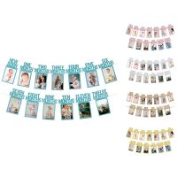 1St Birthday Photo Banner for Baby From Newborn to 12 Months, First Birthday Decorations for Boys Monthly