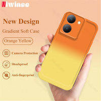 NIWINEE สีส้มสีเหลืองเปลือกไล่ระดับสีสำหรับ VIVO Y78 Y77 Y75 Y55 Y27 Y36 5กรัม Y35 Y22S Y21S Y21A Y20 Y20i Y16 Y02A Y02 Y02t ที่เรียบง่ายและมีสไตล์กันกระแทกฝาหลังห่อเต็มรูปแบบเคสโทรศัพท์เนื้อนิ่ม TPU Z005-1