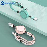 SWRFH Type C หัวสายเคเบิลเอนกประสงค์3 In1สาย USB สายไฟสายชาร์จ USB สายไฟฟ้าสายชาร์จสายข้อมูลกล้องส่องทางไกลพาวเวอร์แบงค์สายแท่นชาร์ตชาร์ตเร็ว