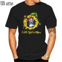 2023 NEWDiy Shop Customized Tee er Spaniel Mom Sunflower T-Shirt Mens Printed MenS Wear