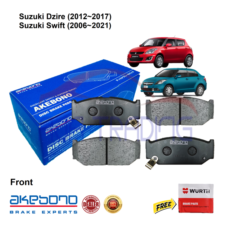 Genuine Akebono Front Brake Pads for Suzuki Swift (20062021), Suzuki Dzire (20122017) Lazada PH