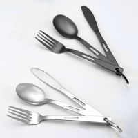 3PCS Outdoor Camping Tableware Picnic Stainless Steel Knife Fork And Spoon Set Travel Portable Tableware Flatware Sets