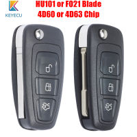 Keyecu สำหรับ Ford Connect Focus Mondeo Fiesta Transit C Max Remote Car Key Fob 3ปุ่ม433เมกะเฮิร์ตซ์4D60ชิป4D63,HU101FO21ใบมีด