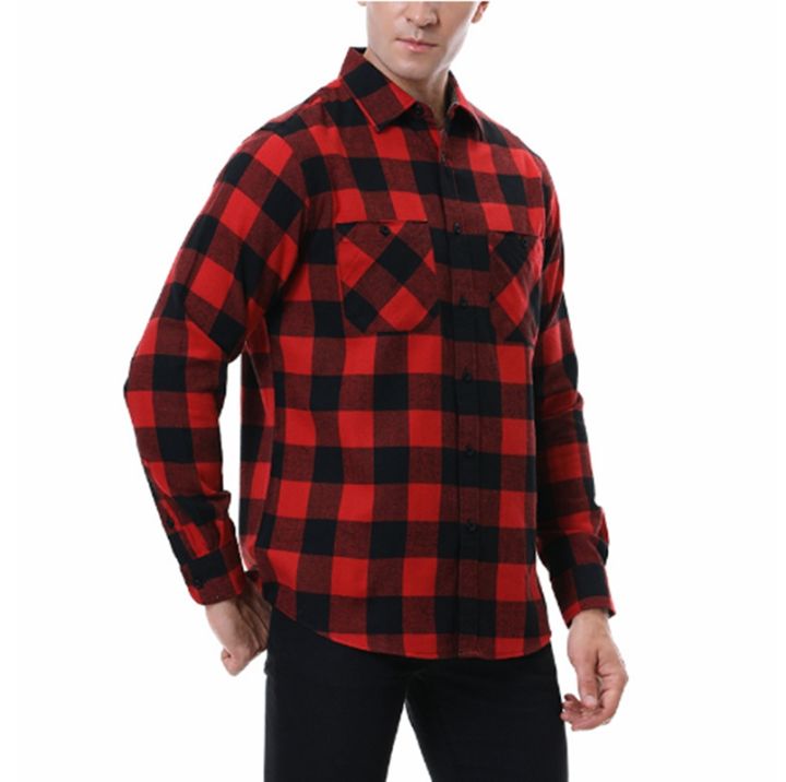 feb-autumn-casual-plaid-flannel-shirt-men-long-sleeved-chest-two-pocket-design-fashion-printed-turn-down-collar-button-shirt-mens