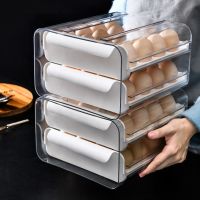 Refrigerator Egg Storage Organizer Egg Holder for Fridger 2-Layer Drawer Type Stackable Storage Bins Clear Plastic Egg Holder