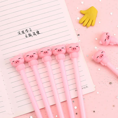36pcs Korean cartoon cute neutral pen creative pink girl heart pig signature pen pupils black writing water pen