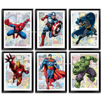 Marvel โปสเตอร์ กัปตันอเมริกา ภาพวาดผ้าใบ Superhero Wall Art ห้องนอนตกแต่งบ้าน