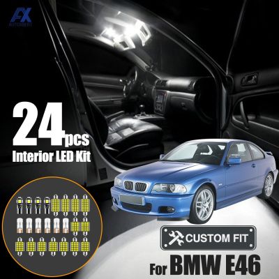 ชุดแผนที่โดมไฟประตูจำนวนแผ่นหลอดไฟแพคเกจ12โวลต์ T10 22ชิ้นชุดสำหรับ BMW E46ซีดาน M3 1999-2005ภายในรถ LED