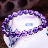 Natural Purple Amethyst Quartz Stretch Bracelet Woman Men 8mm 10mm 12mm Cut Faceted Round Beads Crystal AAAAA