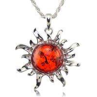 Exquisite Fashion Hot Selling Baltic Simulated Honey Chic Sun Appearance Pendant Necklace Jewelry Accessories DL00301